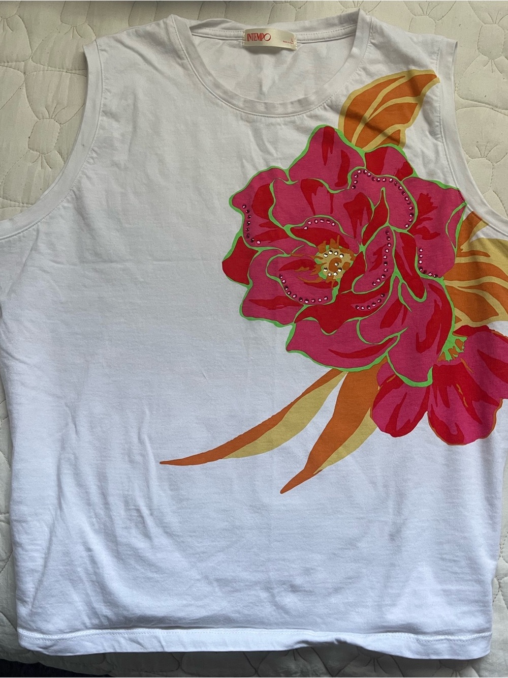 White Floral Tank Top